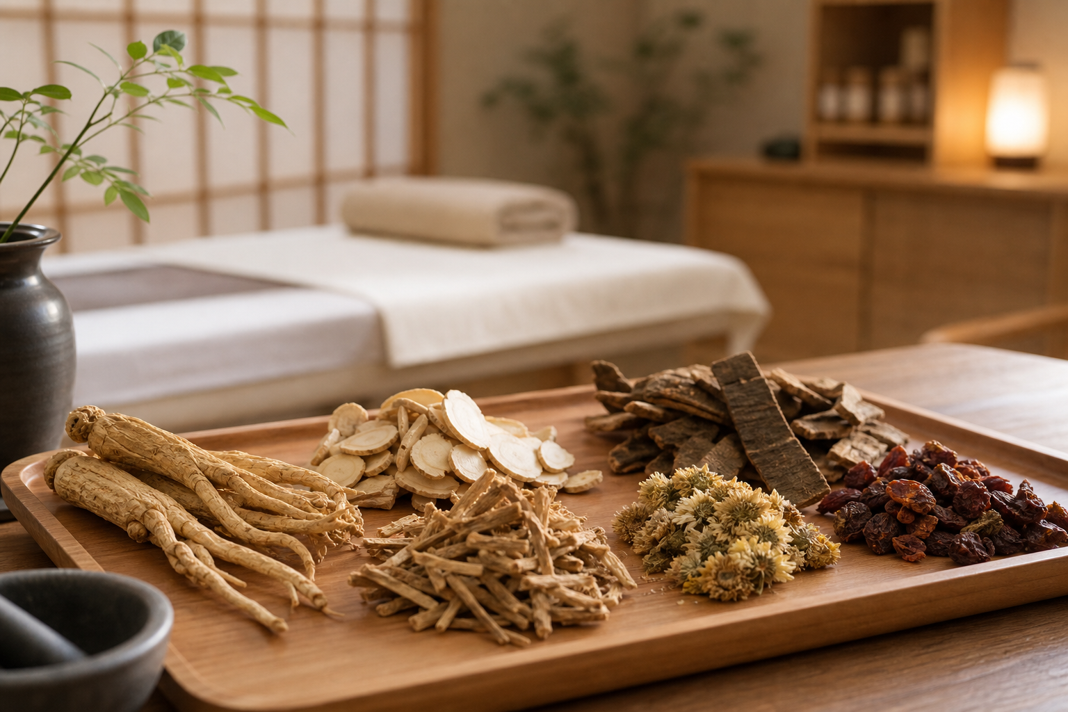生薬・漢方薬のイメージ。内側から体質の土台を整えるアプローチを表します。